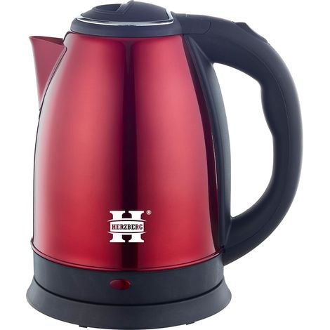 HG5011-RD, Bouilloire Électrique 1.8L INOX sans Fil Rouge, Puissance 1500W, Base 360°, Arrêt Automatique, Design Élégant, Niveau de Remplissage Extérieur, Sécurité et Filtre à Particules (1/5)
