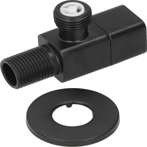 Grifo de esquina G1/2 fabricado en latón cromado, accesorios de conexión de agua negros para baños (apto para lavabos/duchas/inodoros). (1/5)