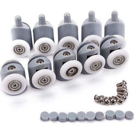 Rouleaux de douche ajustables 10pcs – Roulettes en nylon 25mm – 5 supérieures et 5 inférieures – Pour cabine de douche – Minetgnon