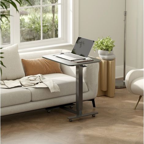 Scrivania regolabile in altezza su rotelle, a C, 65 x 48 x 73-110 cm, nero DESVIAE (1/5)