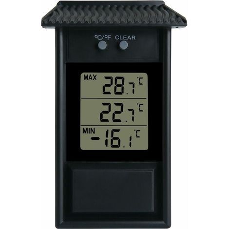 Digitales Gewächshausthermometer, wasserdicht, 0,1 °C Auflösung, Temperaturbereich -20 bis 50 °C, batteriebetrieben, Wandmontage (schwarz), 1383 cm (1/5)