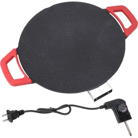 Poêle à gril électrique ronde de 30cm, conception Concave, revêtement antiadhésif, bouton de température, plaque de réglage, prise américaine, 110V (1/5)