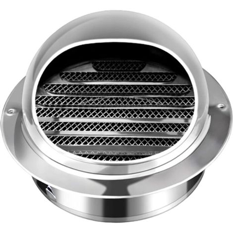 Grille de ventilation en acier inoxydable, grille dôme avec moustiquaire, pour ouverture de diamètre 200 mm, argent (1/4)
