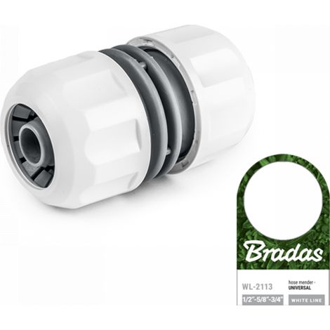 Conector universal para mangueras Bradas de 1/2", 5/8"" y 3/4" / línea blanca