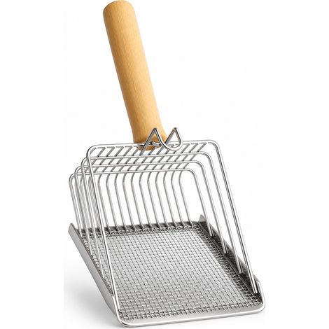 Pelle à litière inox à grille fine double usage format moyen (1/5)