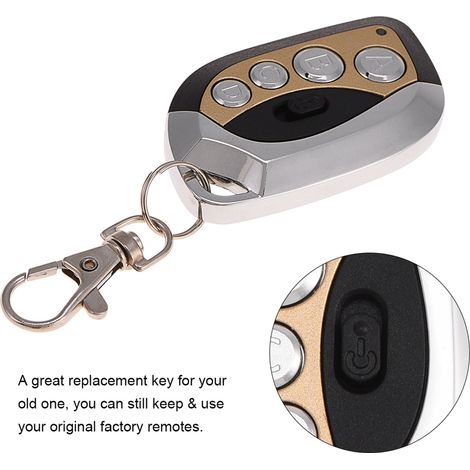 Duplicateur de télécommande universelle pour porte de garage/portail 433,92 MHz, couleur or, avec fonction de clonage électrique. (1/5)