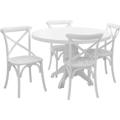 Interiors By Premier Contemporary White Wash 5Pc Dining Set, Space Saving Design Dining Set, Durable Small Dining Set For House (1/3)