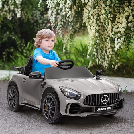 Coche Eléctrico para Niños de +3 Años Mercedes-Benz AMG GTR con Batería 12V Mando a Distancia Faros Bocina Música Plata (1/5)