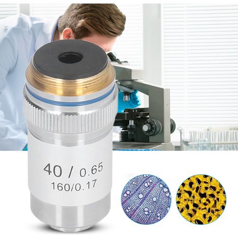 Objectif de microscope achromatique 40X, haute puissance, interface RMS 20.2mm, finition argentée