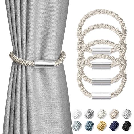 Set mit 4 Mini-Magnet-Gardinenclips, moderner und schlichter Stil (beige) (1/5)