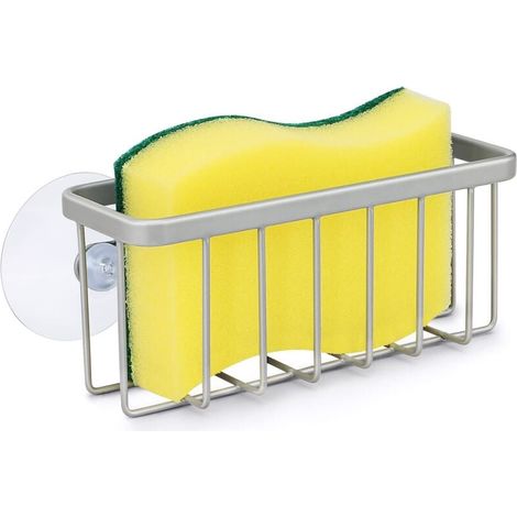 Porte-éponge pour évier de cuisine, égouttoir d'évier, porte-éponge pour évier de cuisine avec ventouse, porte-savon à vaisselle (noir) (1/4)