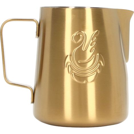 Pitcher à lait inox 230ml pour latte avec poignée inclinée, idéal pour mousser et texturer le lait pour café.