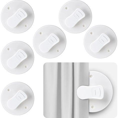 Lot de 6 pinces à rideau de douche - blanc uni (1/5)