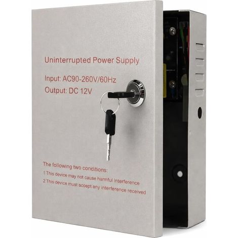 Alimentation de contrôle d’accès en boîtier 12V 5A DC, AC 90–260V, NC/NO, temporisation 0–15 s, Compatible Batterie de Secours 12V 7Ah, pour serrures électriques et systèmes de contrôle d’accès (1/5)