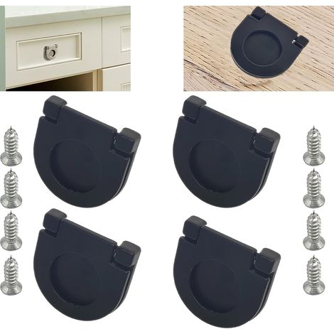 (4 Pièces) Poignées invisibles, Poignées de porte de tiroir armoire de cuisine, tirette avec vis, Poignée de tiroir de quincaillerie d'armoire (1/4)