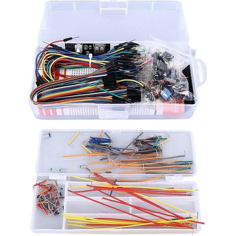 Steckbrett mit 830 Verbindungspunkten und Netzteilmodul, DIY-Schaltungs-Jumperdraht-Elektronikbauteil-Set