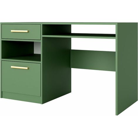 Mesa de oficina Rosa, Verde + Dorado, Con puertas, Con cajones, Número de puertas: 1, Número de cajones: 1, 82x125x58cm