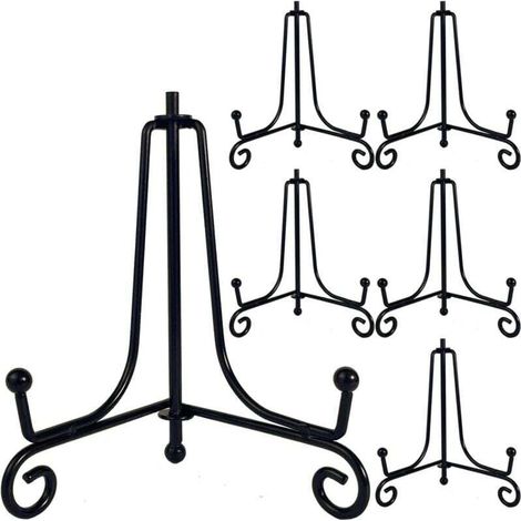 Lot de 6 supports de plaque en fer noir de qualité supérieure pour affichage de 10,2 cm, supports décoratifs en métal massif pour affichage, mini chevalet, cadre, livre, carte, plaque,bol