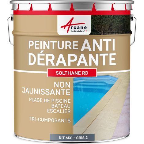 Peinture antidérapante, sol extérieur, escalier, bateau, carrelage, béton, bois, métal : Solthane RD - 6 kg Telegris 2 - RAL 7046 - ARCANE INDUSTRIES