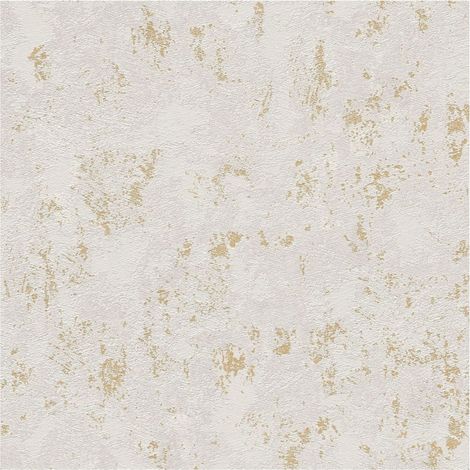 Carta da parati effetto stucco intonaco Profhome 393871 Carta da parati TNT strutturata a rilievo ed accenti metallici grigio oro 5,33 m2 (1/5)
