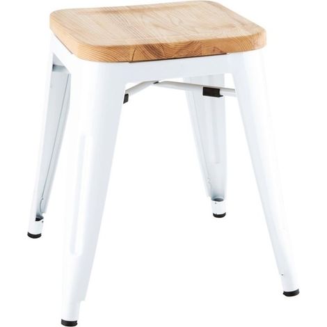 Tabouret Bas Bistrot Assise en Bois - Lot de 4 - Bolero (1/5)