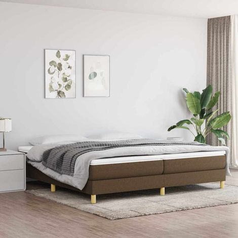 Sommier à ressorts de lit - Sommier pour Adulte et Enfant - Marron foncé 200x200 cm Tissu BV852564 - BonneVie (1/5)