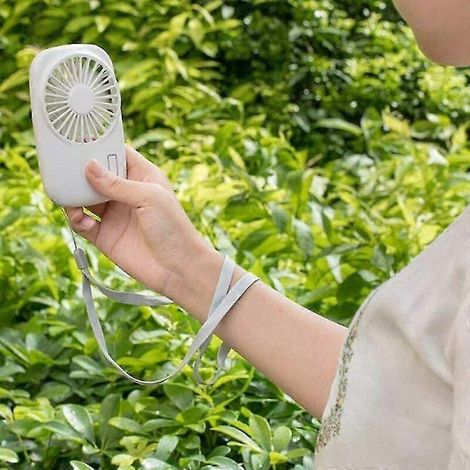 Kleiner, weißer, wiederaufladbarer USB-Ventilator im Taschenformat, leicht und mit einstellbarer Geschwindigkeit – ideal für unterwegs und im Büro. (1/4)