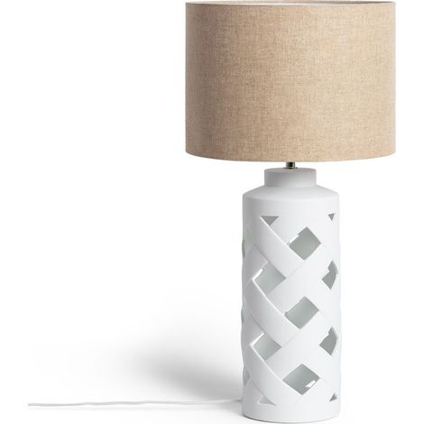 Lampe à Poser Céramique et Tissu Makalu Blanc (1/5)