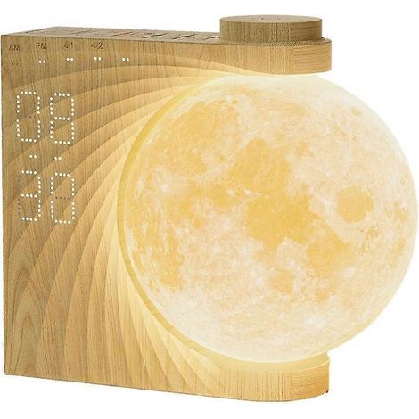 Lampe lune 3D à rotation automatique, réveil enfant avec 8 couleurs RGB, effet clair de lune, cadeau pour femmes, filles et garçons (1/5)