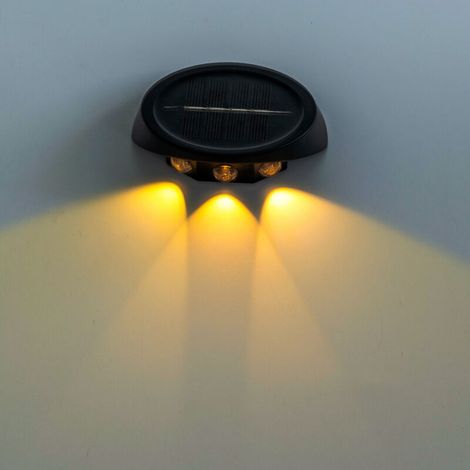 Lot de 2 Éclairage extérieur LED solaire pour clôture, 3 lampes LED pour clôture (décoration), Applique murale à économie d'énergie, Lumière chaude (1/4)