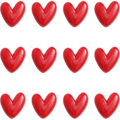 12 imanes rojos en forma de corazón para refrigerador y pizarra blanca - Decorativos y resistentes (1/5)