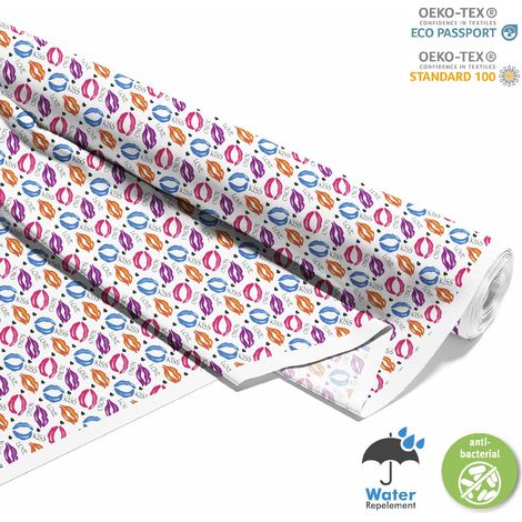 TESSUTI DECORATIVI PER ESTERNI OXFORD - Motivo labbra con iscrizioni I DX424 (1/5)
