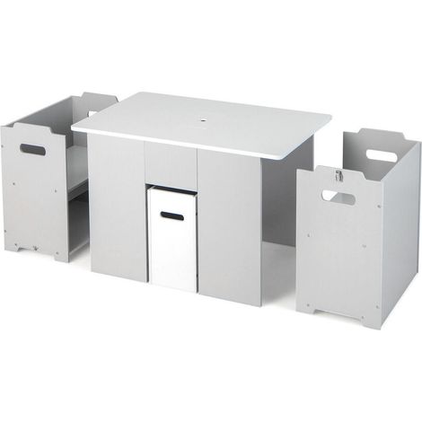 Gain de place, table et chaises enfant 4-en-1 avec rangement, banc et coffre, pour enfants dès 3 ans (1/5)