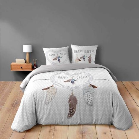 Douceur D'Intérieur – Housse de couette 240 x 220 cm coton 42 fils – 2 taies incluses – Fermeture boutons pressions – Lavage à 40° (1/5)