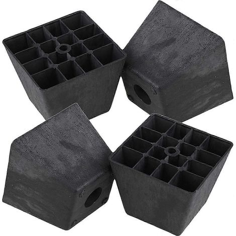 Pieds de canapé trapézoïdaux en plastique noir, lot de 4 (Pieds de canapé de type 2, coffret cadeau) (1/5)