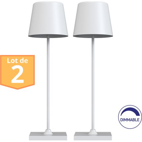 Lot de 2 lampes de table rechargeables blanc 3W 3000K IP44 (1/4)