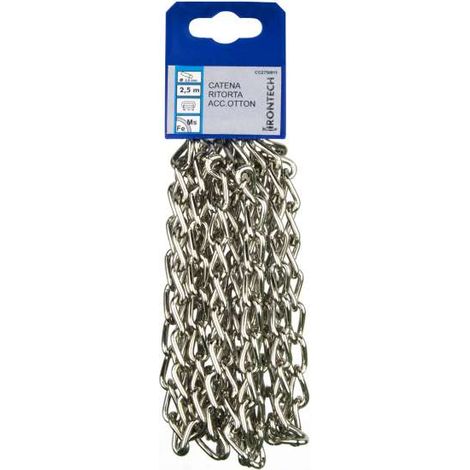 Catena ritorta pretagliata Diam. 3 mm. in acciaio ottonato 2,5 mt.