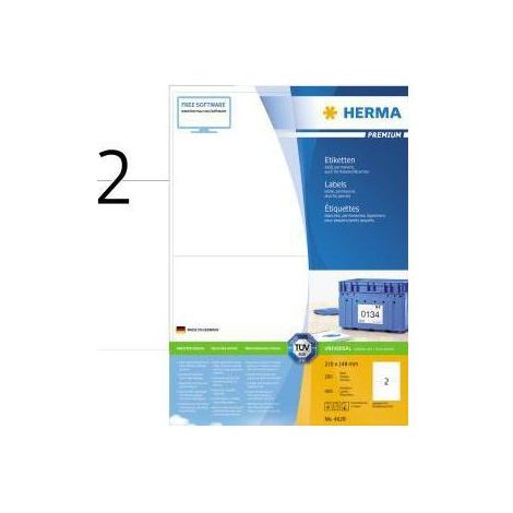 Universaletikett PREMIUM 210 x 148 mm (B x H) nicht wieder ablösbar Papier weiß 400 Etik./Pack. (1/4)