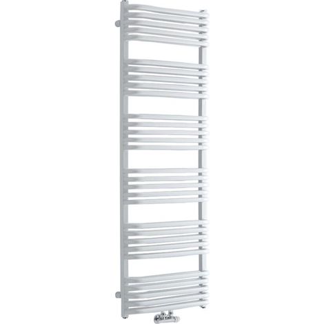 Hudson Reed – Sèche-serviettes incurvé blanc 153,3 x 50 cm – Acier durable – Puissance 1524W – Design moderne pour salle de bain