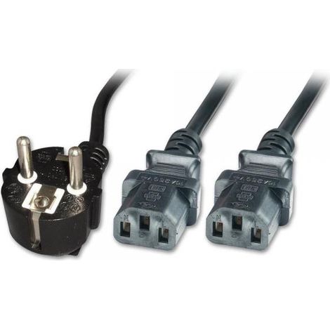 Microconnect PE011318 cavo di alimentazione Nero 1,8 m Spina di alimentazione di tipo F 2 x Attacco C13 (Power Y-Cord 1.8m Black IEC320 - 3x0,75mm2 - Warranty: 300M)
