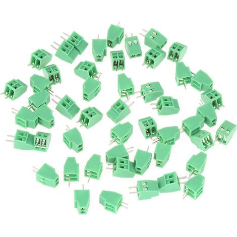 Connettore a morsettiera con passo da 2,54 mm, morsetto a vite verde, alta qualità, 50 pezzi/set per la sostituzione del cablaggio PCB -Crezuo