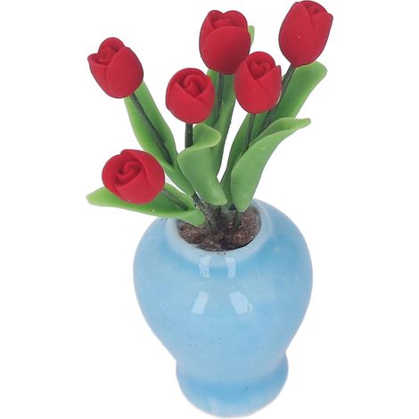 Moule miniature pour tulipe en pot (échelle 1/12) en argile, décor de bureau ou de maison de poupée. (1/5)