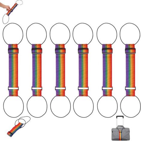 Juego de 6 correas ajustables multifuncionales Rainbow para asegurar equipaje. (1/5)