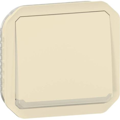 Poussoir NO-NF lumineux avec voyant étanche Plexo 10A IP55 IK08 avec enjoliveur finition sable LEGRAND 069826L (1/4)