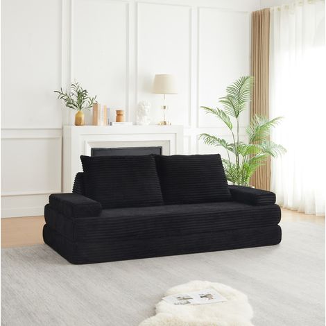 Sofá cama modular 211,5 x 106,5 x 67 cm de pana negra HAVRYA (1/5)