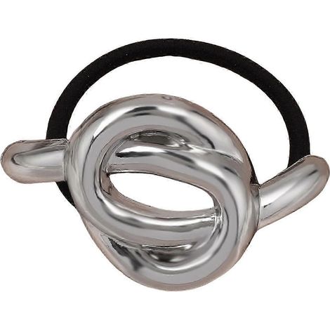 Élastique à cheveux pour femme, orné de motifs géométriques en métal, très élastique, sans traces, accessoire pour cheveux.-Silver (1/5)