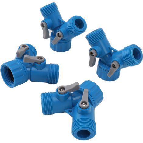 Y-Verteiler, 2-Wege-Schlauchverbinder mit 2 Ventilen für Gartenschlauchanschluss, EU-Standard, 4 Stück, Blau (1/5)