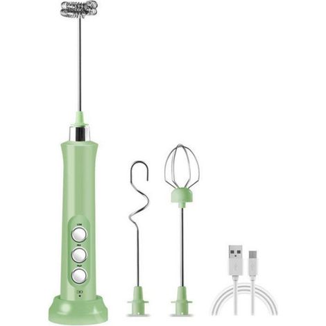 Mousseur à lait électrique - - Recharge USB rapide - Trois vitesses de mélange - Fouet en acier inoxydable Femeo