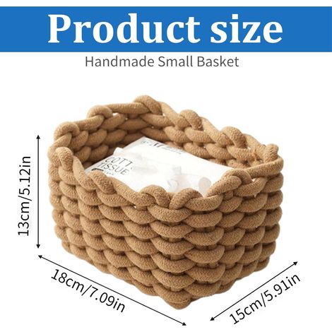 Panier de rangement JeiibrZui en corde de coton - Moyen - 1 pièce - Blanc naturel - Panier fait main pour la salle de bain, la chambre d'enfant et le salon. (1/5)