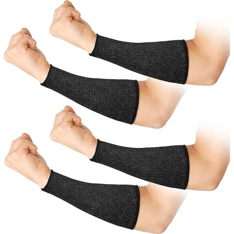 2er-Pack schnittfeste Armstulpen, Schutzstufe 5, für Damen und Herren – Schwarz (1/5)